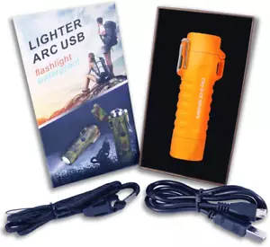 Outdoor Waterproof Lighter Double Arc Plasma Lighter with LED Bright Flashlight - Picture 1 of 7