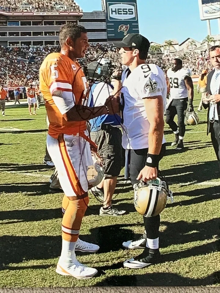 Josh Freeman Tampa Bay Buccaneers Firmado Autografiado 11x14 W DREW BREES SAINTS Foto 1 de 1