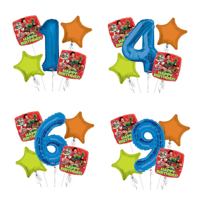 Toy Story 1-9 Happy Birthday Balloon Bouquet 5 pcs Boys Birthday - image 1 of 1