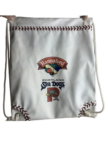 Rare Portland Sea Dog MiLB Minor Baseball Hannaford Drawstring Bag Faux Leather Cover