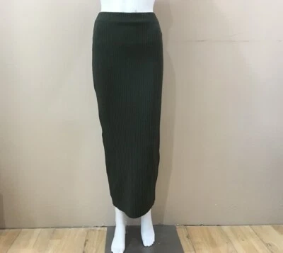 Maxi Falda Acanalada Zara Tejida Mujer Pequeña Verde Oscuro Tiro Alto Nueva 2298/626 Foto 1 de 4