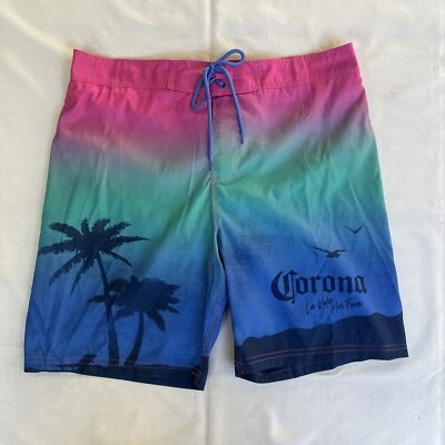 Corona Beer Swim Trunks Men’s L 38-40 Blue Ombré Extra Shorts Lined Nwot 2517 - Image 1 of 4