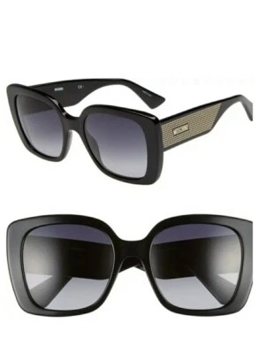 MOSCHINO MOS0016/S BLACK SQUARE SUNGLASSES WITH GOLD LOGO ARMS NWOT - Image 1 of 4