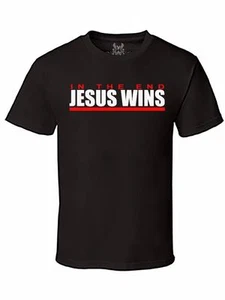 NW MEN'S PRINTED JESUS WINS CHRISTIAN GOD LOVE BIBLE COTTON T-SHIRT ALL COLOR - Picture 1 of 18