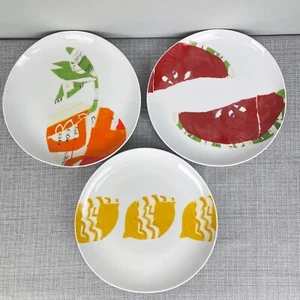 West Elm Fruit Lemon Watermelon Orange Set of 3 Salad Plates 8.75" - Picture 1 of 6