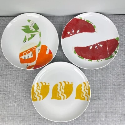 West Elm Fruit Lemon Watermelon Orange Set of 3 Salad Plates 8.75" - Image 1 of 4