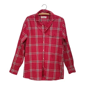 Pringle Of Scotland Vintage Red Plaid Button Up Front 100% Cotton Blouse Medium - Picture 1 of 8