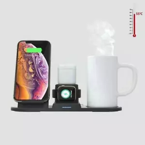 Genuine CE Fast Wireless Charger and Mug Warmer 4 in 1 For iPhone 8 10 11 12 - Picture 1 of 3