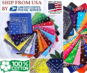 Lot 6/12 Wholesale Paisley Print Bandana 100% cotton Head Warp Scarf Face Mask - Picture 1 of 12