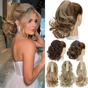 US Real Thick Hair Claw Ponytail Hair Piece Clip In Pony Tail Fake Hair as human - Picture 1 of 42