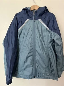 LL Bean Boys Vintage Fleece Lined Windbreaker Blue Jacket Spring Size 8 EUC - Picture 1 of 7