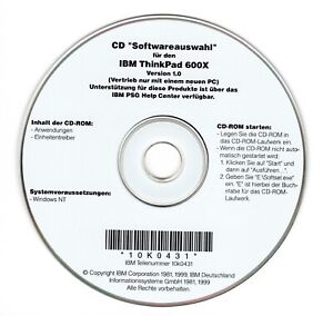 IBM ThinkPad 600X Application & Recovery Disc (Win NT 4.0 & Win 2000) - GERMAN