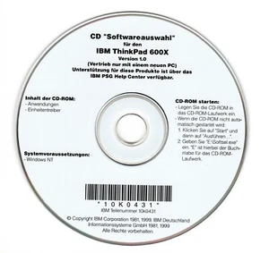 IBM ThinkPad 600X Application & Recovery Disc (Win NT 4.0 & Win 2000) - GERMAN - Picture 1 of 1