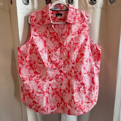 Basic Editions Womens Top Size 2X Orange Button Up Paisley Western Boho 18988 - Image 1 of 4