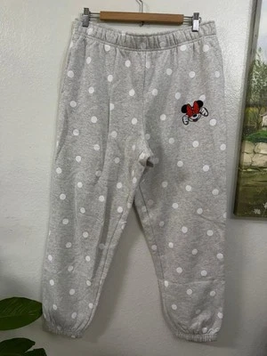 Calça jogger feminina Disney L cinza bolinhas bordada Minnie Mouse Peek - Imagem 1 de 4
