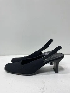 Prada Women Black Fabric Slingback Low Heels Size 7 - Picture 1 of 10