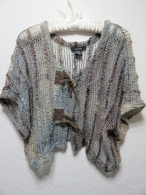 Cactus Malla Abierta Sofisticado Tejido Único Cuerdas Botón Grande Cierre Talla L Foto 1 de 4