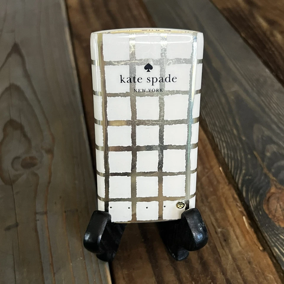 Kate Spade Portable Charger Power Bank White Gold Grid 4000mAh 2010s - Image 1 of 3