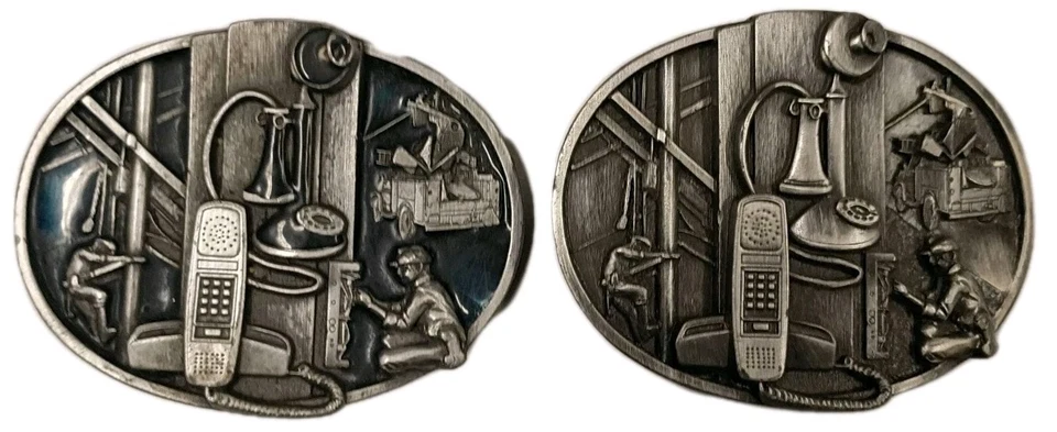 Par de hebillas de cinturón vintage de asociación telefónica Foto 1 de 4