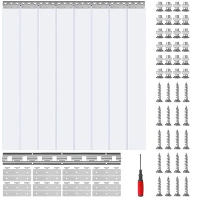 8x Streifenvorhang Lamelle Lamellenvorhang PVC Transparent 122x213,4cm - Bild 1 von 4