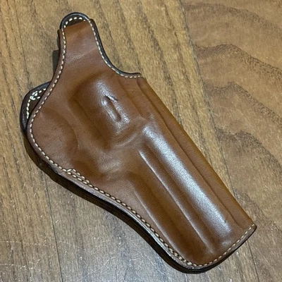 Bianchi # 111 Leather Holster “Cyclone”  4” Colt & DW .357 Brown RH - Image 1 of 4