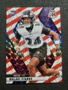 2025 Mosaic Red White Stripe #347 Malaki Starks Baltimore Ravens - Picture 1 of 8
