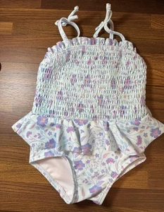 Rufflebutts swimsuit girls Fairytale Garden Peplum Smocked Bodice 6-12m New - Picture 1 of 3