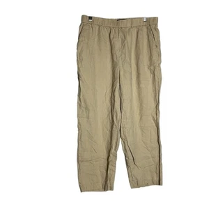 Quitte 100 % Leinen beige lässige Schlupfhose Größe L - Bild 1 von 6