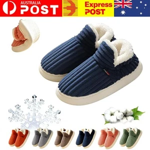 Men Women Winter Slippers Short Plush Cotton Boots Indoor Fluffy Slippers Shoes - Picture 1 of 18