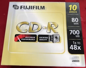 Fujifilm CD-R 10 Pack blank Recordable Compact Disk 80 Min NEW Sealed 700mb - Picture 1 of 2