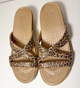 Crocs Kadee II Graphic Womens Sz 10 Animal Print Comfort Slide Sandals - Picture 1 of 8