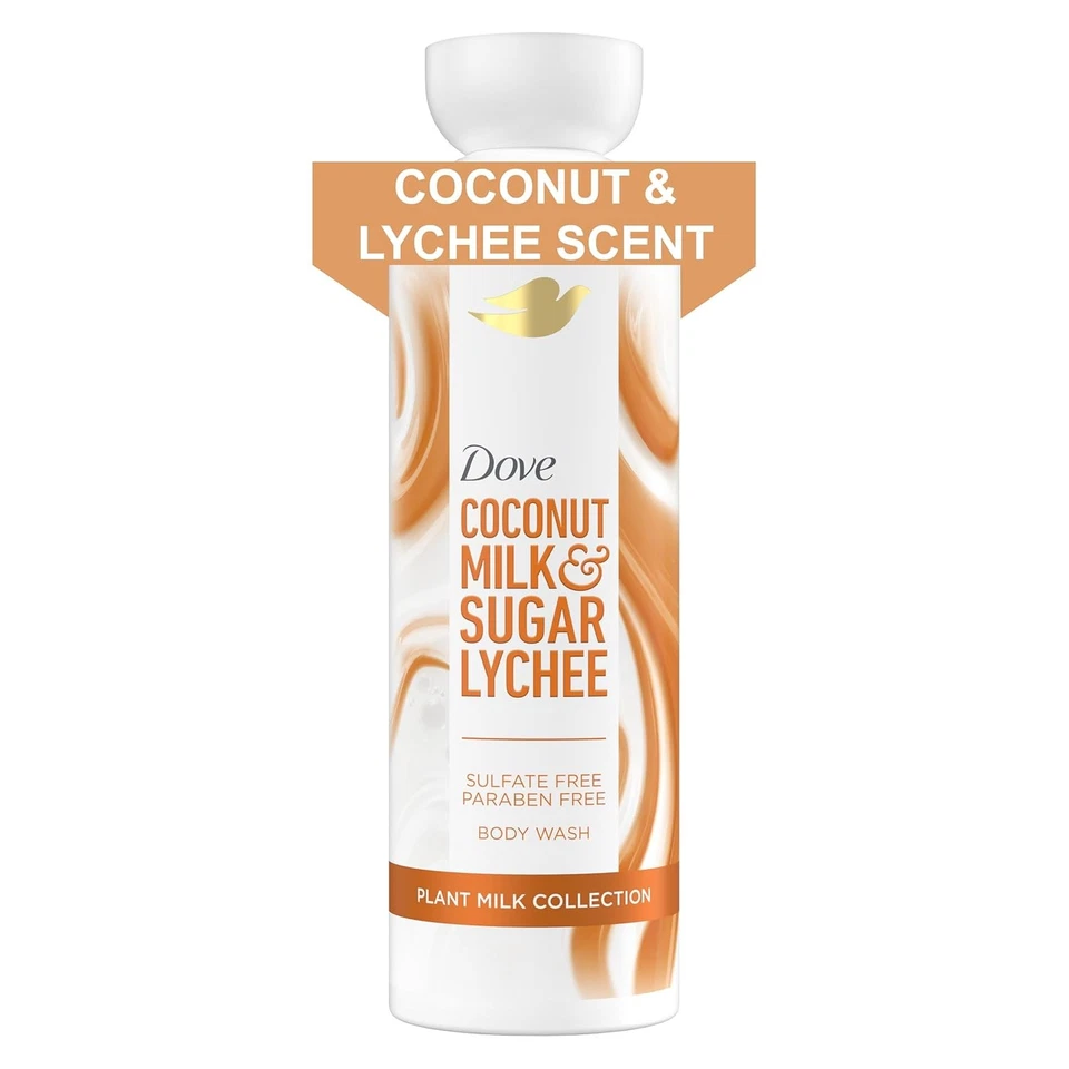Dove Plant Milk Cleansing Body Wash Coconut & Lychee for Moisturized Skin...