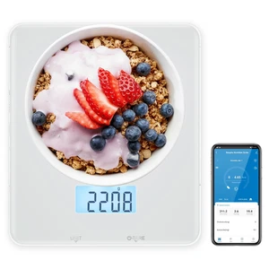 Bluetooth Digital Food Scale with App – Smart Kitchen Scale, Glass Surface, Whit - Picture 1 of 12