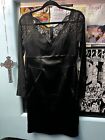 Maggy London Black Lace Cocktail Dress Long Sleeve Zipper Gothic 10