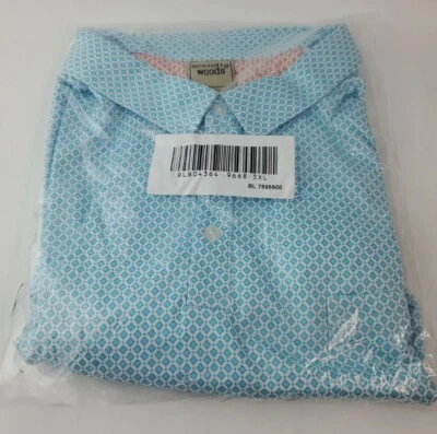 Camiseta para hombre Scandia Woods manga corta algodón turquesa abotonada talla 3XL. Foto 1 de 4