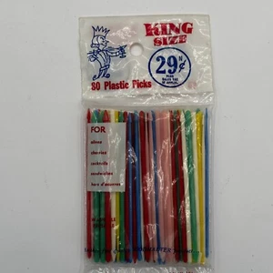 King Size Plastic Cocktail Picks Plastic 80 ct Spear Appetizer VTG NOS Washable - Picture 1 of 6