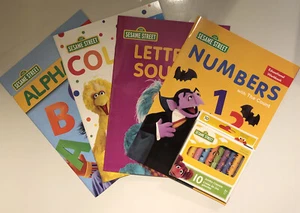 Sesame Street Educational Workbook Lot of 4 with Crayons - Picture 1 of 6