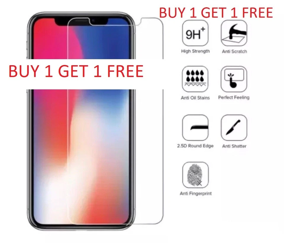 Genuine Tempered Glass For IPhone 6 7 8 X XR XSMAX 11 12 13 PRO MAX 12 PRO - Image 1 of 1