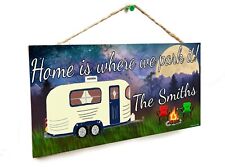 Pull Camper Moon Home Is Where We Park It "Your Name" Personalized 5"x10" Sign
