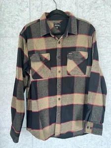 Brixton Men's Standard Fit Bowery Plaid Long Sleeve Flannel Shirt Large Black - Picture 1 of 4