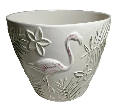 PLANTA 7.5" BLANCO ROSA/VERDE REFLEJOS MACETA DECORATIVA FLAMENCOS PORTUGAL Foto 1 de 4