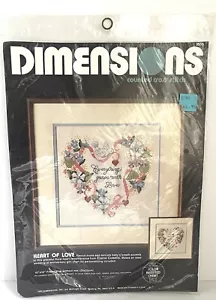 Dimensions Vintage 1983 Heart of Love Kreuzstich-Set Hochzeit 10 x 10 NEU OS - Bild 1 von 5