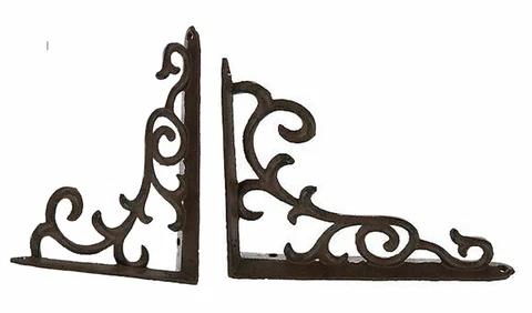 2 Vintage French Victorian Window Corners Door Corbels Shelf Brackets Cast Iron Cover