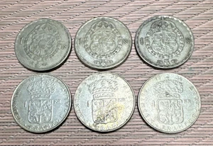 1944 - 1957 Schweden Welt Silber 1 Krone (6) Münzen Lot!! - Bild 1 von 3