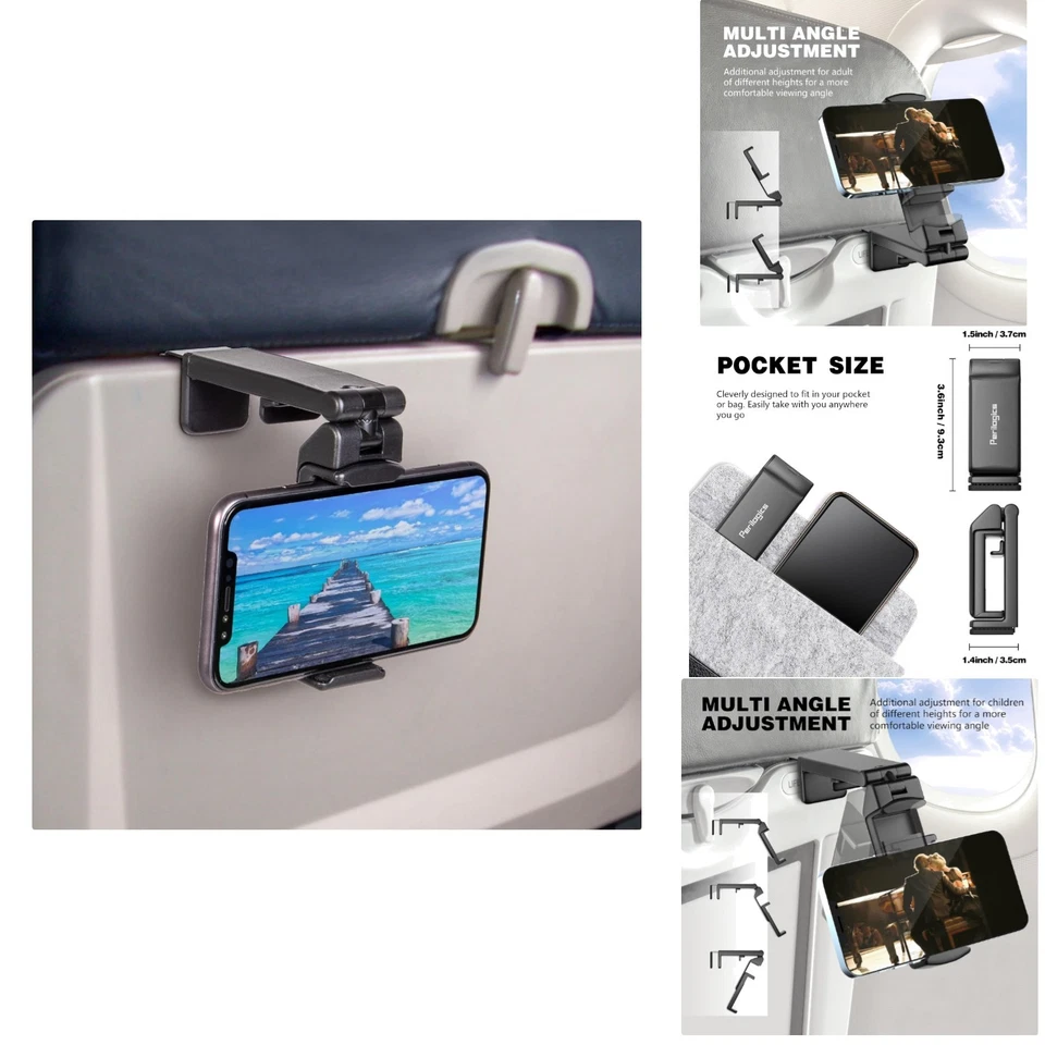 Universal Airplane in Flight Phone Mount. Handsfree Holder for 1 Unit