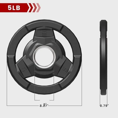 Placa de peso 2 pulgadas 5 lb par de placas de agarre olímpico recubiertas de goma para entrenamiento eléctrico Foto 1 de 4
