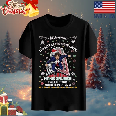 Camiseta de Navidad negra para hombre con el icónico Hans Gruber & Nakatomi Plaza Die Hard Foto 1 de 3