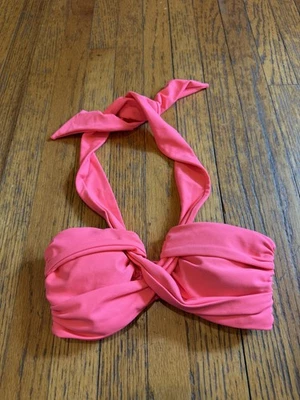 Top de bikini Seafolly para mujer 8 AU US 4 rosa coral halter torcido frontal acolchado natación Foto 1 de 4