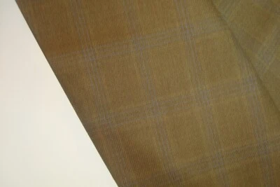 Tela de seda de lana de 2,6 yardas traje fino de lujo 9 oz bronce y gris a cuadros 94" BTP Foto 1 de 3