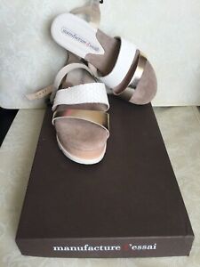 Wedge Sandals Manufactura de Ensayo Mujer,Beis Oro Color,Talla 36 Sandalias